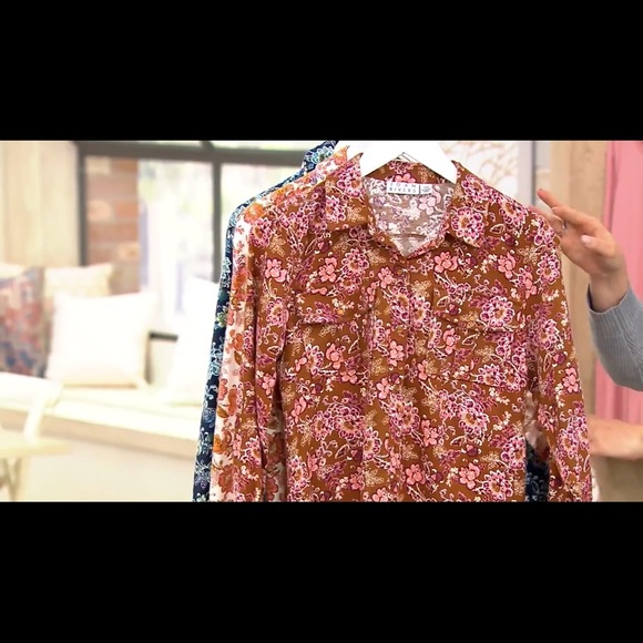 Joan Rivers Cotton Floral Print Flannel Button Front Shirt - Picture 3 of 4